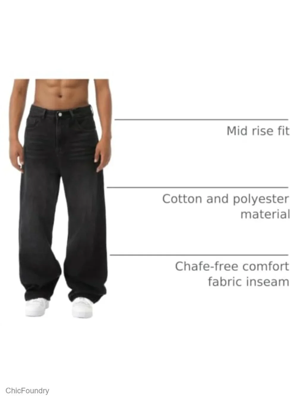 Y2K Baggy Wide Leg Cargo Jeans Men Streetwear Relaxed Fit